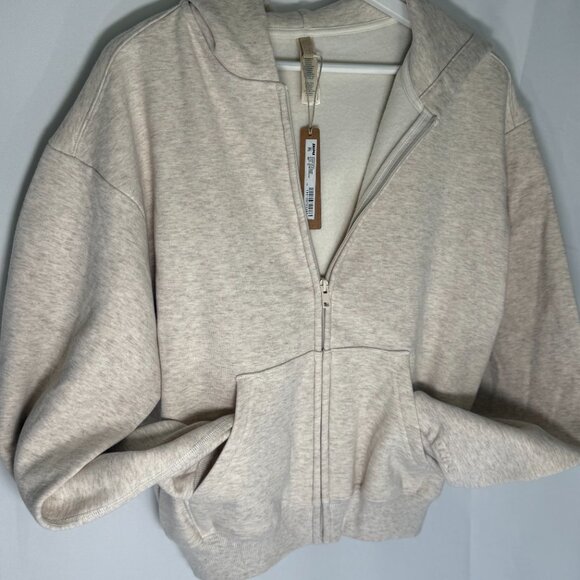 Skims Cotton Fleece Classic Zip Up Hoodie Oatmeal Heather NWT - Picture 6 of 8
